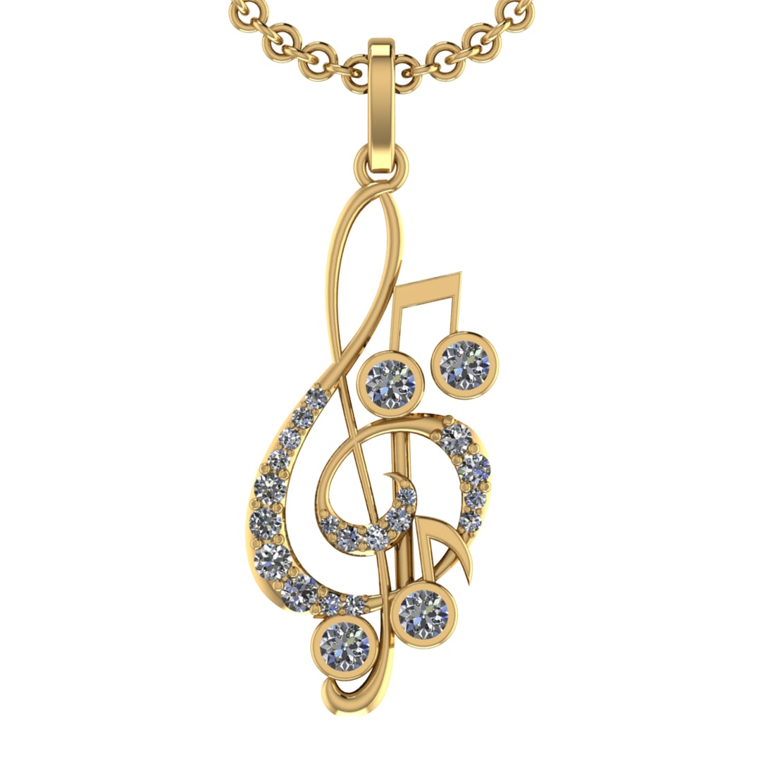 0.81 Ctw SI2/SI1 Diamond 14k Yellow Gold musical instruments theme Pendant (1 of 1)