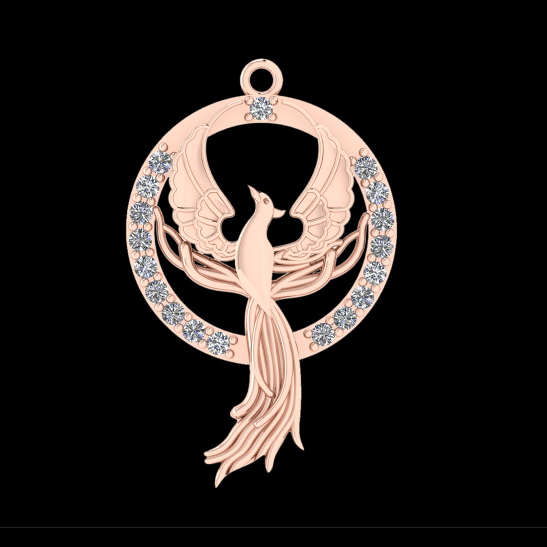 0.21 CtwVS/SI1 Diamond 10k Rose Gold Birds Theme Pendant (ALL DIAMOND ARE L (1 of 1)