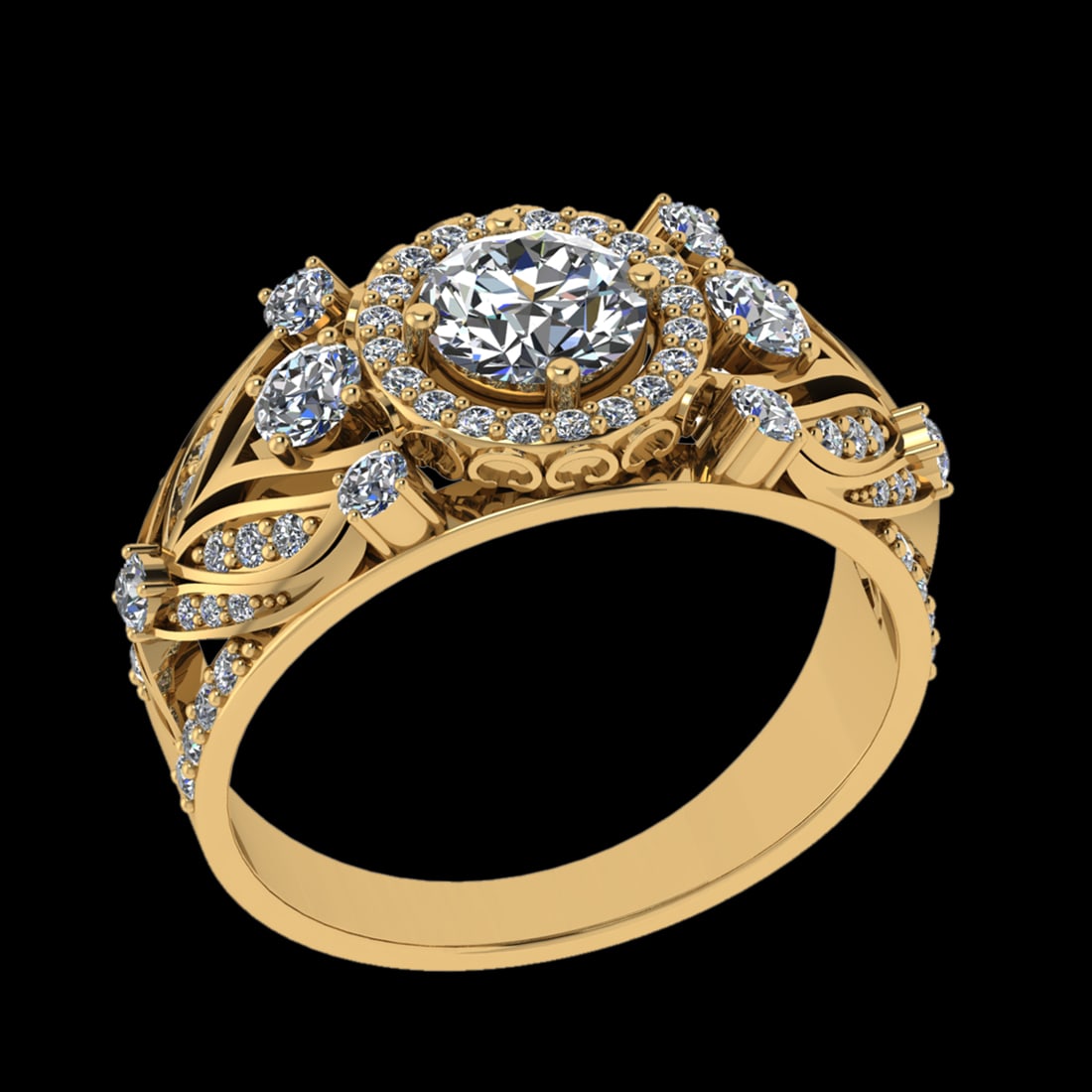 1.48 Ctw VS/SI1 Diamond Prong Set 18k Yellow Gold Engagement Ring (ALL DIAM: Center Daimond Weight :-0.66 Ctw ( Round Cut) Color : G-H Clarity : VS/SI1 Side Diamond Weight Of Ctw 0.82 Ctw Color : G-H Clarity : VS/SI1 Daimond Setting : Prong Metal Weight : Approx 5.68 gram 18k