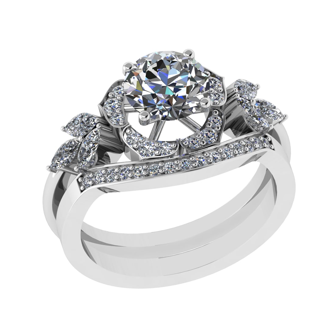 2.17 Ctw SI1/SI2 Diamond 14k white Gold Engagement Ring (ALL DIAMOND ARE LA (1 of 2)