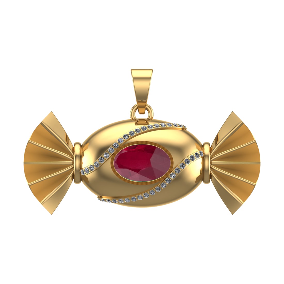 4.94 Ctw VS/SI1 Ruby and Diamond 14k Yellow Gold Pandant (ALL DIAMOND ARE L (1 of 1)