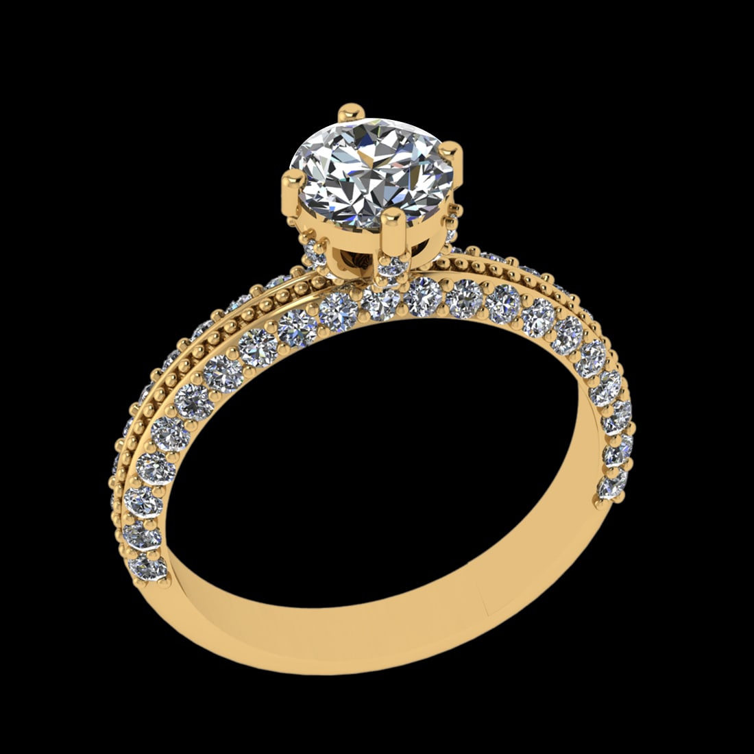 1.61 Ctw VS/SI1 Diamond 10k Yellow Gold Engagement Ring (ALL DIAMOND ARE LA: Center Daimond Weight :-0.84 Ctw ( Round Cut) Color : J-K Clarity : VS/SI1 Side Diamond Weight Of Ctw 0.77 Ctw Color : J-K Clarity : VS/SI1 Daimond Setting : Prong Metal Weight : Approx 3.86 gram 10k