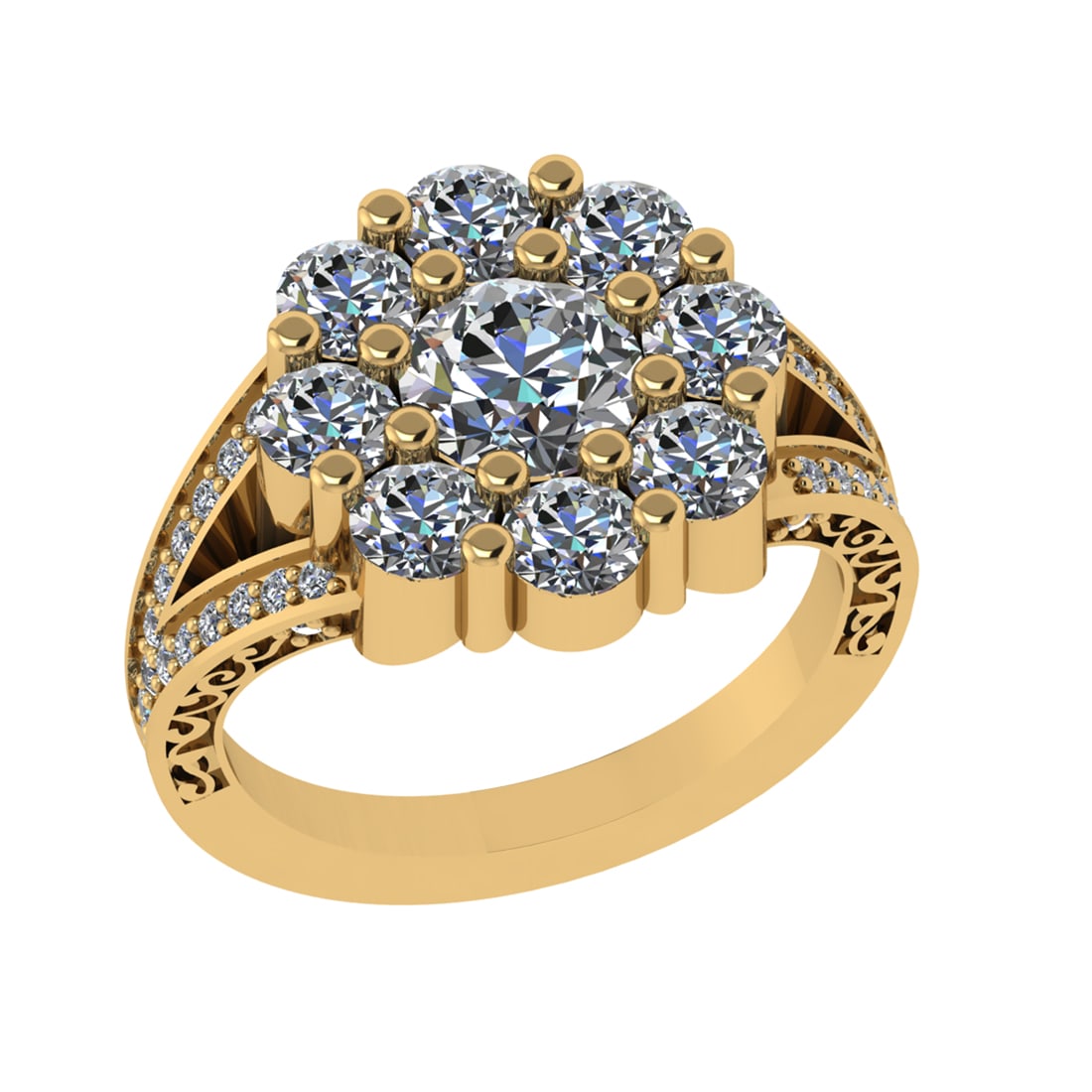 2.52 Ctw VS/SI1 Diamond 14k Yellow Gold Engagement Ring: Center Daimond Weight :-0.84 Ctw ( Round Cut) Color : G-H Clarity : VS/SI1 Side Diamond Weight Of Ctw 1.68 Ctw Color : G-H Clarity : VS/SI1 Daimond Setting : Prong Metal Weight : Approx 7.21 gram 14k