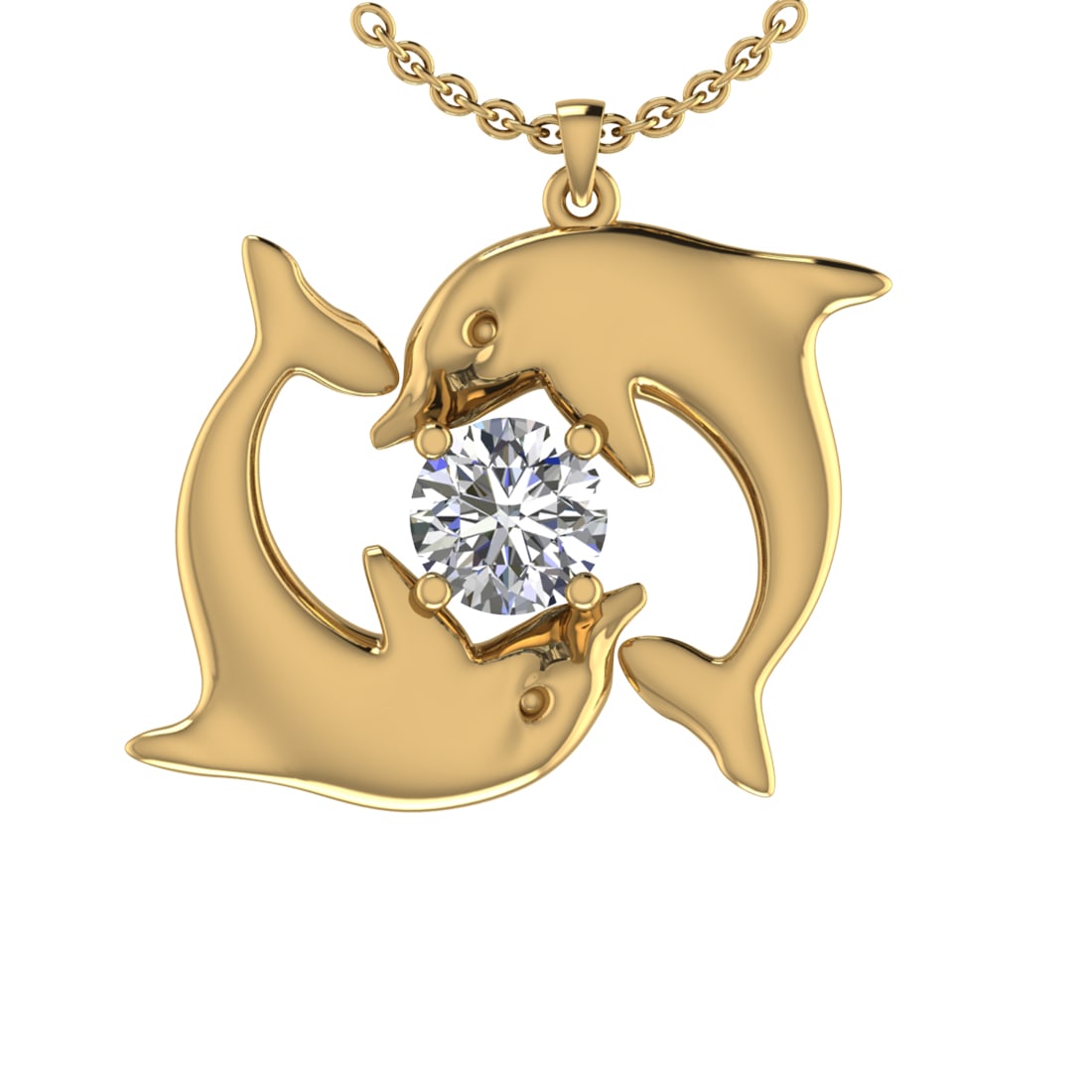 0.60 Ctw VS/SI1 Diamond 10K Yellow Gold Fish Pendant (ALL DIAMOND ARE LAB G (1 of 1)