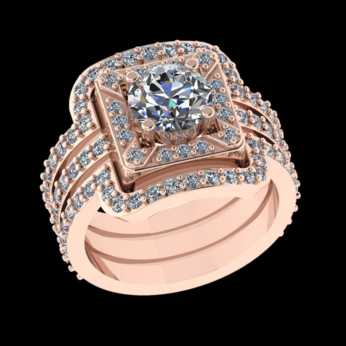 2.61 Ctw VS/SI1 Diamond Prong Set 18k Rose Gold Engagement Ring (ALL DIAMON: Center Daimond Weight :-1.30 Ctw (Round Cut) Color : G-H Clarity : VS/SI1 Side Diamond Weight Of Ctw 1.31 Ctw Color : G-H Clarity : VS/SI1 Daimond Setting : Prong Metal Weight : Approx 9.26 gram 18k R
