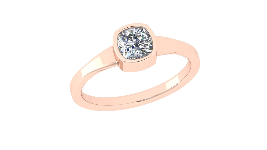0.50 Ctw SI2/SI1 Diamond Bezel Set 14k Rose Gold Solitaire Ring (1 of 2)