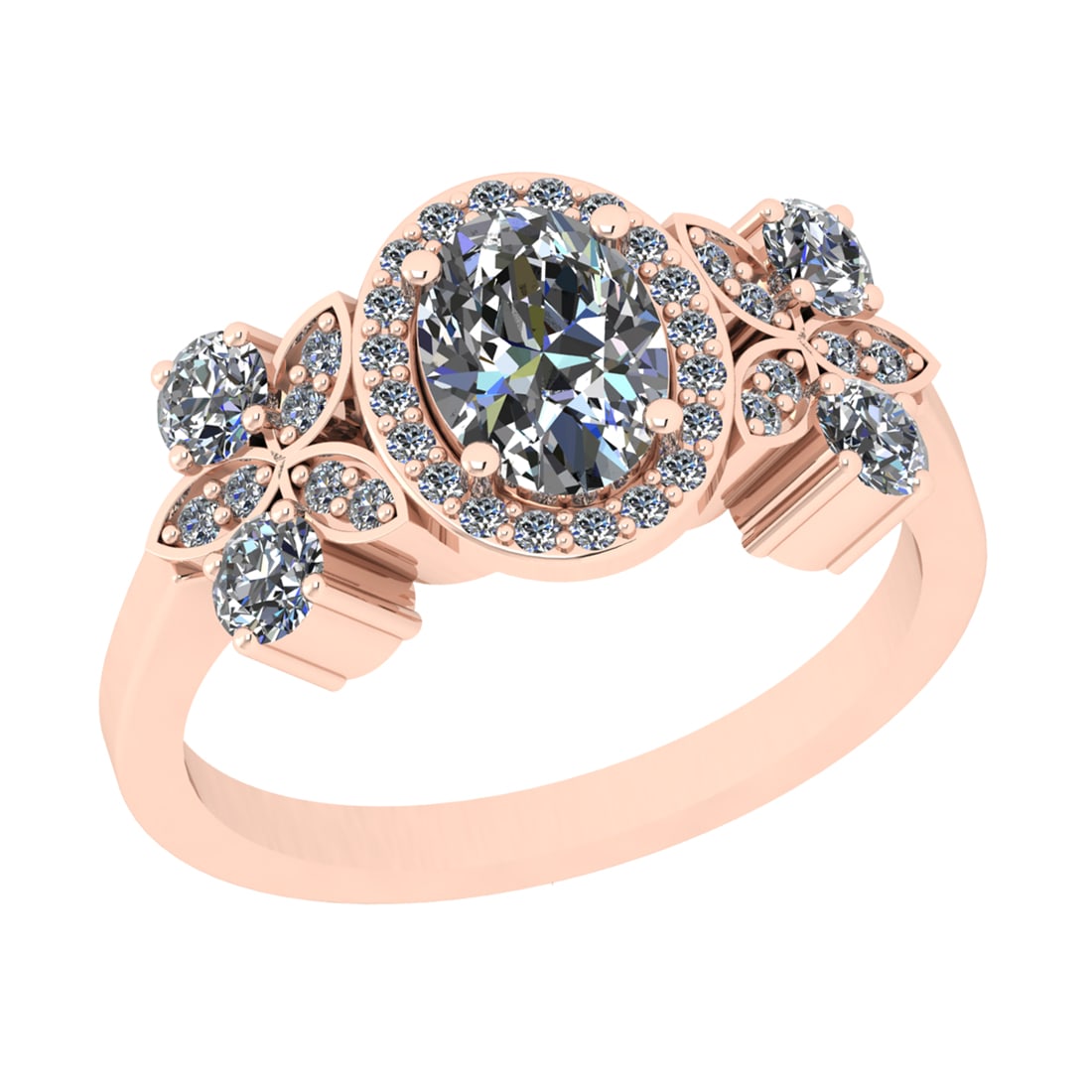 1.69 Ctw SI1/SI2 Diamond Prong Set 14k Rose Gold Engagement Ring: Center Daimond Weight :-1.00 Ctw ( Oval Cut) Color : G-H Clarity : SI1/SI2 Side Diamond Weight Of Ctw 0.69 Ctw Color : G-H Clarity : SI1/SI2 Daimond Setting : Prong Metal Weight : Approx 4.68 gram 14k
