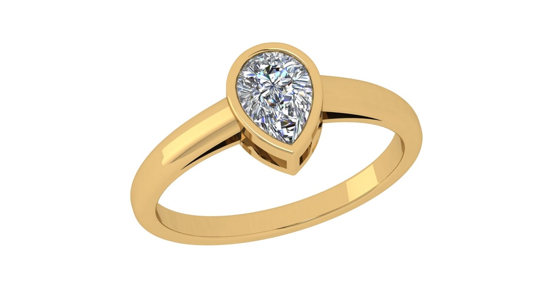 0.75 Ctw SI2/SI1 Diamond Bezel Set 14k Yellow Gold Solitaire Ring (1 of 2)