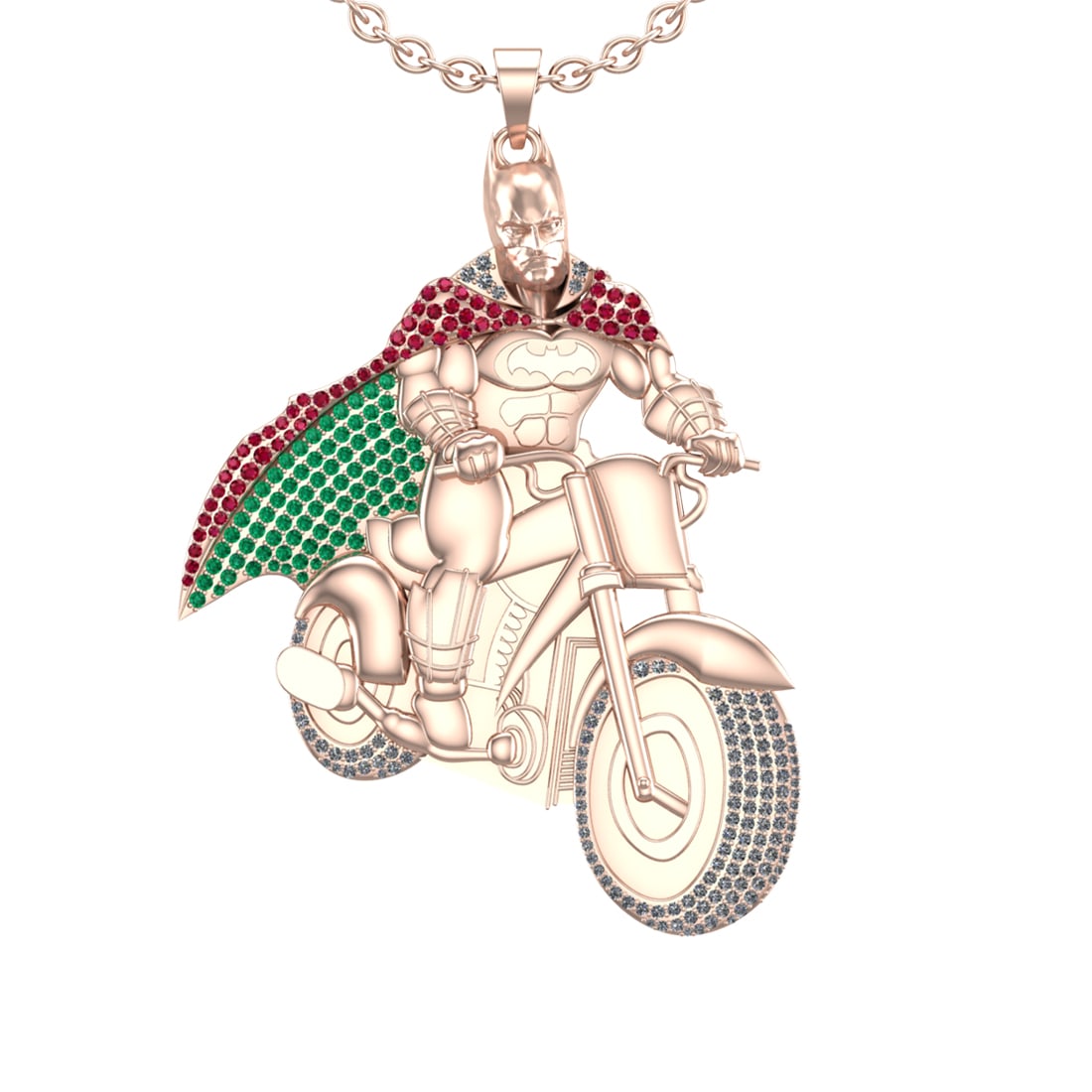 2.52 Ctw VS/SI1 Emerald ,Ruby And Diamond 14K Rose Gold Necklace (ALL DIAMO: Center Stone Weight : 1.62 Ctw ( Round Cut ) Center Stone Color : Emerald ,Ruby Stone Setting : Prong Side Diamond Weight Of Ctw 0.90 Ctw Side Stone Color : J-K Stone Clarity : VS/SI1 Stone Setting :