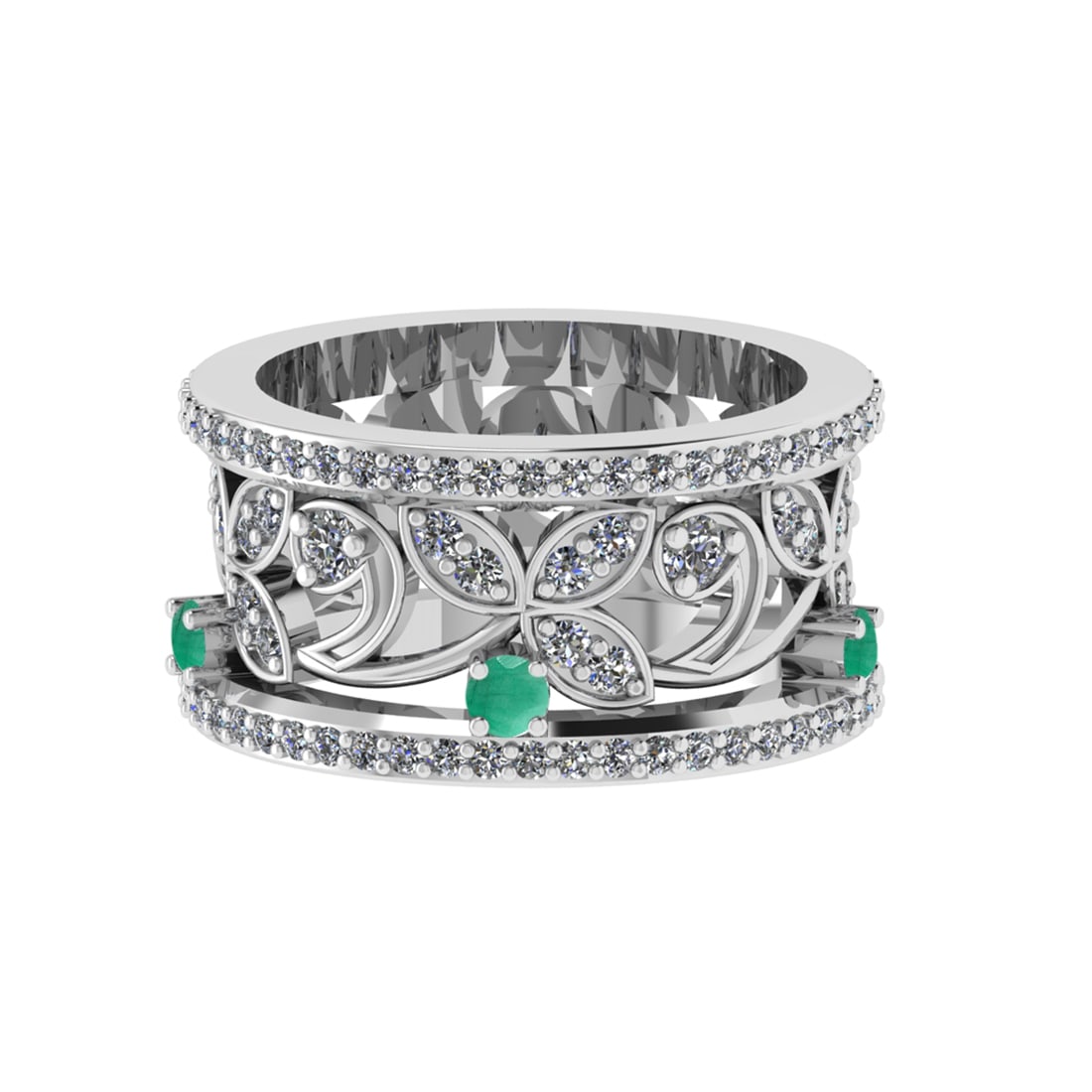 1.79 Ctw VS/SI1 Emerald and Diamond 14k white Gold Engagement Ring (ALL DIA: Center Stone Weight :-0.34 Ctw ( Round Cut) Center Stone Color :-Emerald Center Stone Setting : Prong Side Diamond Weight Of Ctw :- 1.44 Ctw Color : G-H Clarity : VS/SI1 Daimond Setting : Prong Metal