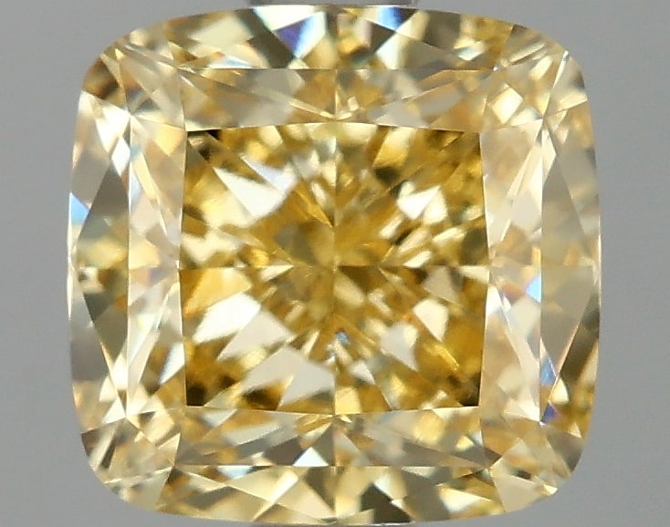 1.56ct Cushion Square Cut Lab Grown Diamond: IGI CertifiedCushion SquareCut Loose Diamond (LAB GROWN) - Weight:1.56 ctw; Color: Fancy Intense Yellow; Clarity: VVS2 #3SS99108v15