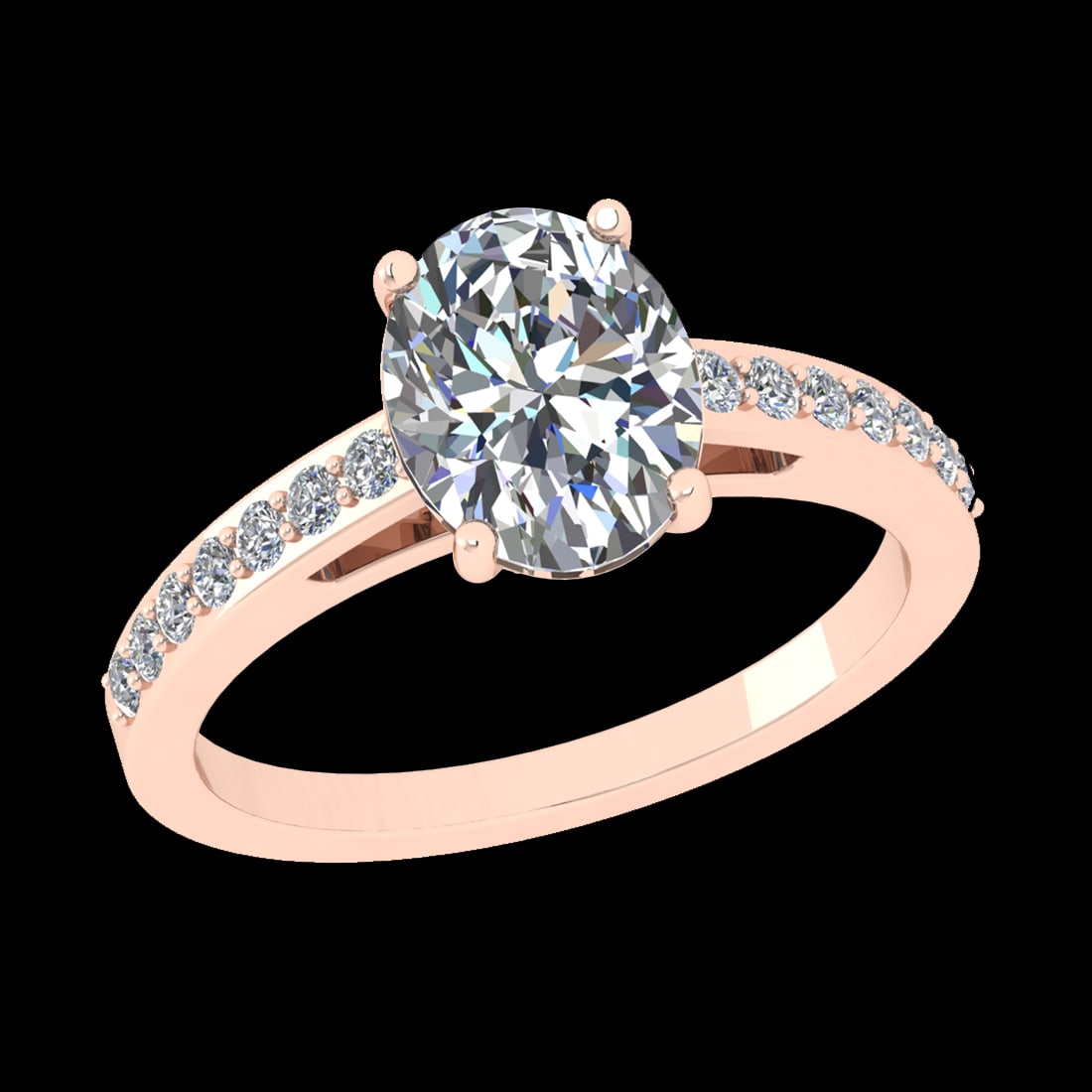 2.29 Ctw VS/SI1 Diamond Prong Set 10K Rose Gold Engagement Ring: Center Daimond Weight :-2.00 Ctw ( Oval Cut) Color : J-K Clarity : VS/SI1 Side Diamond Weight Of Ctw 0.29 Ctw Color : J-K Clarity : VS/SI1 Daimond Setting : Prong Metal Weight : Approx 3.45 gram 10K R