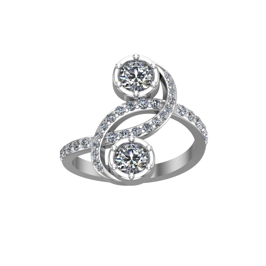 1.56 Ctw SI2/SI1 Diamond Prong Set 14K white Gold Toi et Moi Two-Stone Enga (1 of 2)