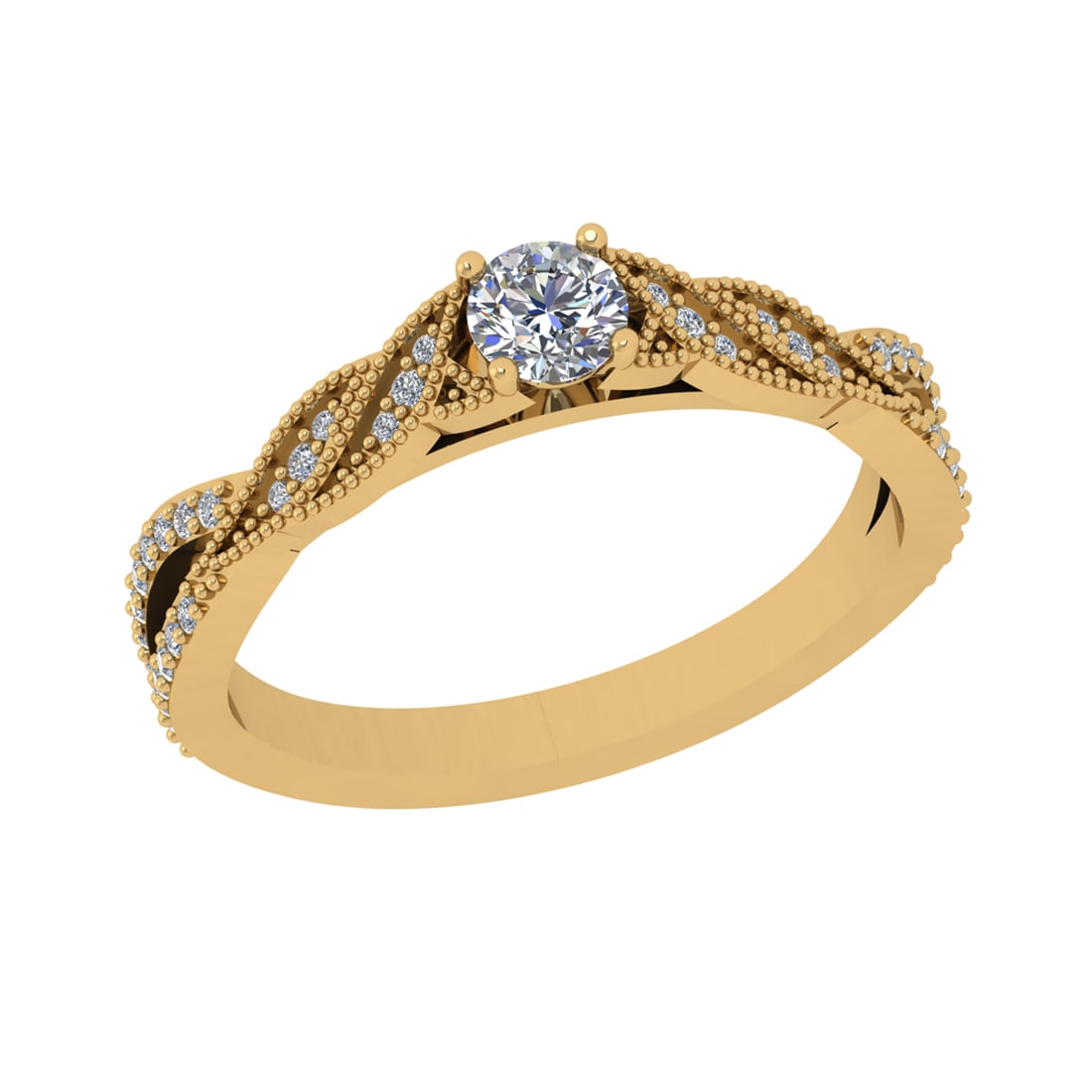 0.45 Ctw SI2/SI1 Diamond Prong Set 14k Yellow Gold Engagement Ring (1 of 2)