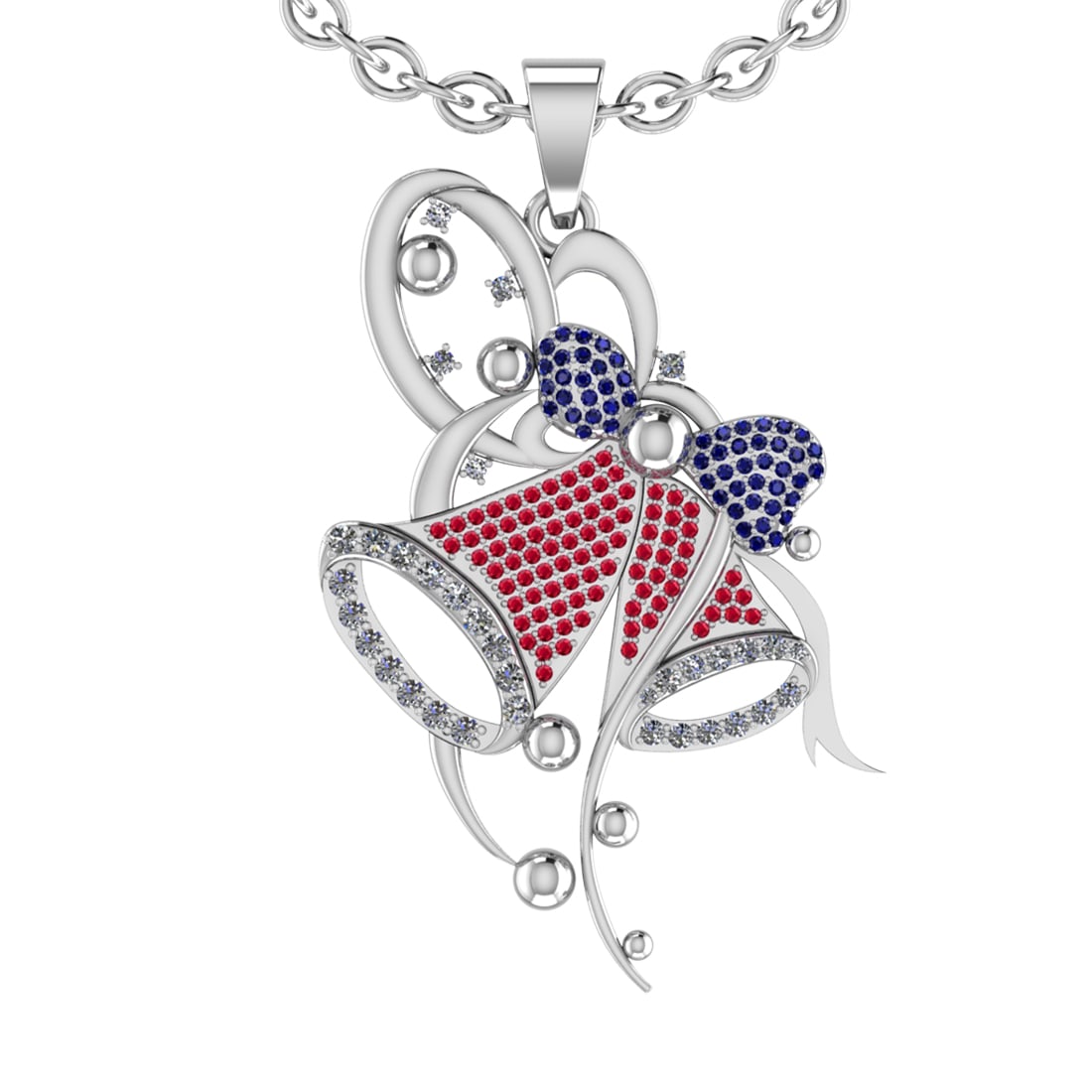 1.28 Ctw VS/SI1 Ruby,Blue Sapphire And Diamond 14K White Gold Necklace (ALL (1 of 1)