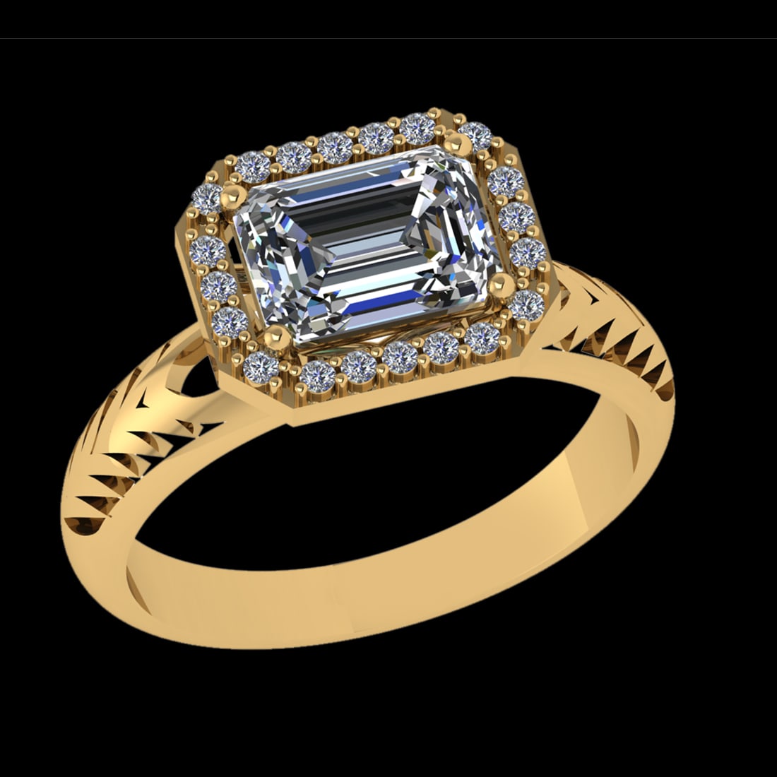 1.91 Ctw VS/SI1 Diamond Prong Set 10k Yellow Gold Engagement Ring( (ALL DIA: Center Daimond Weight :-1.75 Ctw ( Emerald Cut) Color : J-K Clarity : VS/SI1 Side Diamond Weight Of Ctw 0.16 Ctw Color : J-K Clarity : VS/SI1 Daimond Setting : Prong Metal Weight : Approx 4.33 gram