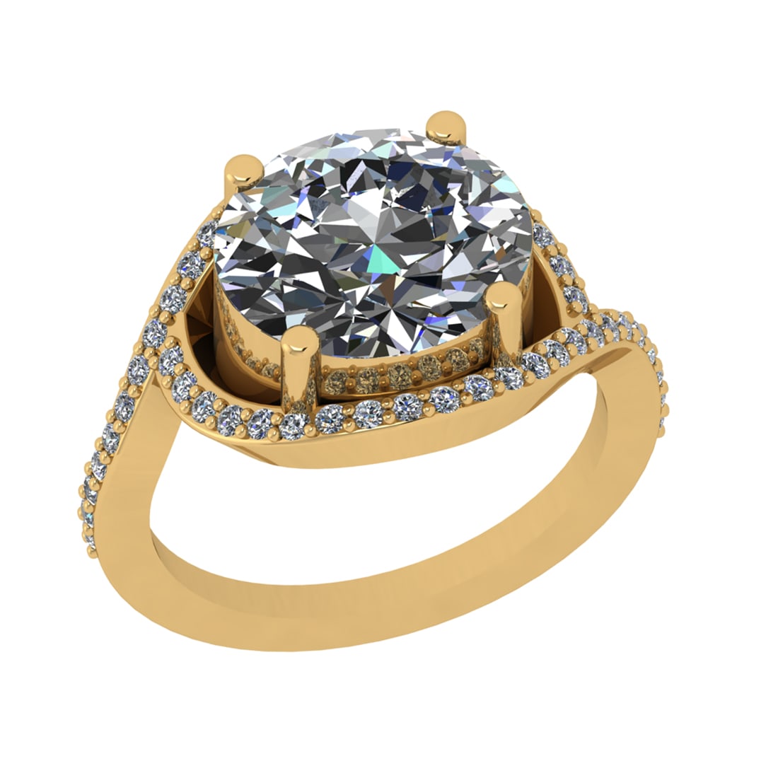 3.36 Ctw SI1/SI2 Diamond Prong Set 14k Yellow Gold Engagement Halo Ring (1 of 2)