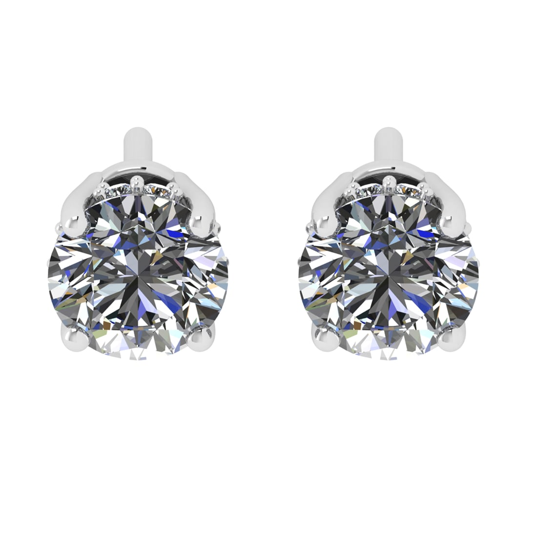 1.08 Ctw VS/SI1 Diamond 14k white Gold Stud Earrings (ALL DIAMOND ARE LAB G: Center Daimond Weight :-1.00 Ctw ( Round Cut) Color : G-H Clarity : VS/SI1 Side Diamond Weight Of Ctw 0.08 Ctw Color : G-H Clarity : VS/SI1 Daimond Setting : Prong Metal Weight : Approx 1.51 gram 14k