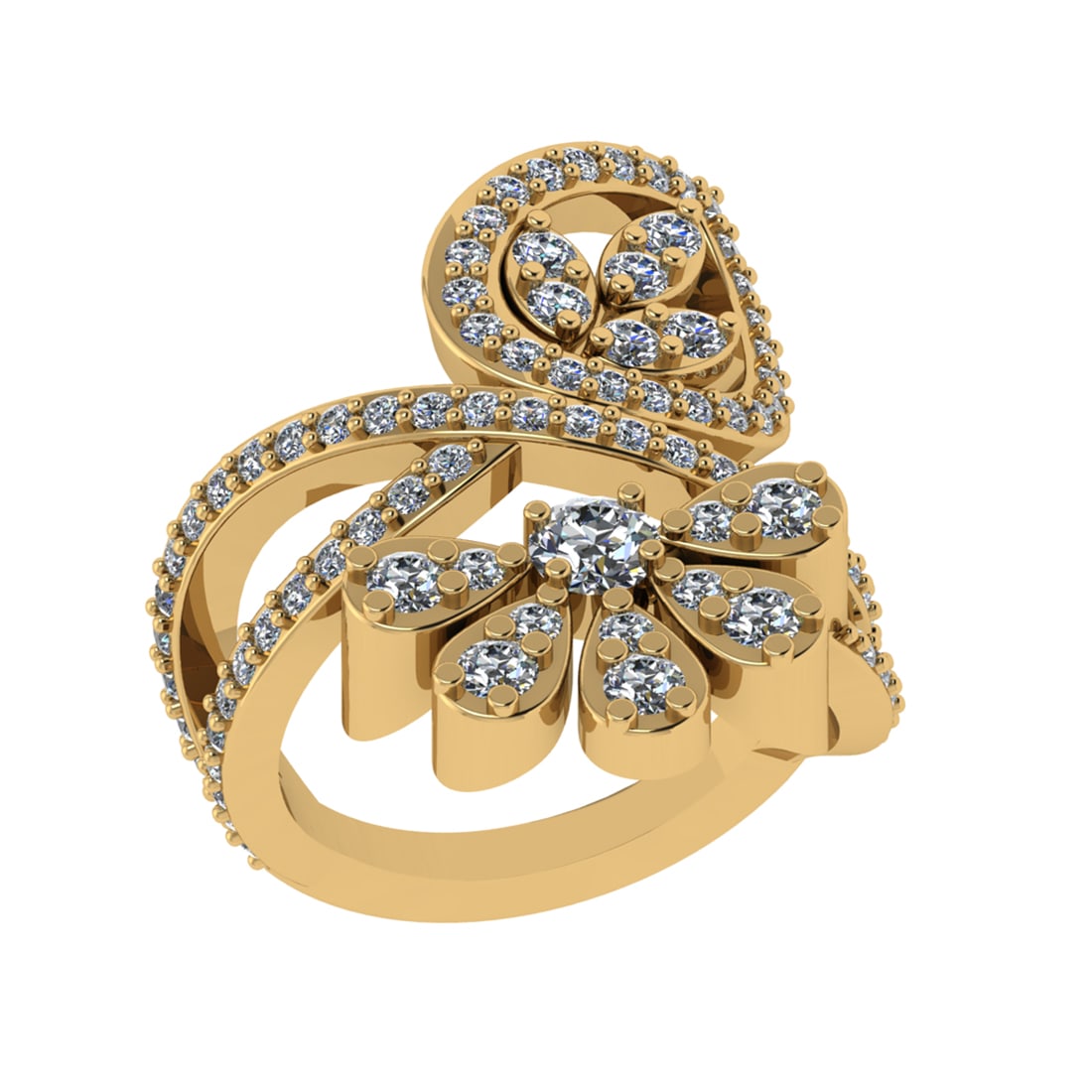 1.81 Ctw SI2/SI1 Diamond Prong Set 14k Yellow Gold Engagement Ring (ALL DIA (1 of 2)