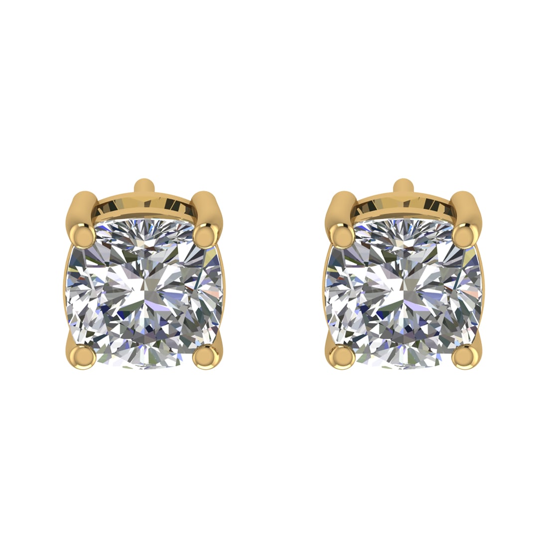 3.00 Ctw SI2/SI1 Diamond Prong Set 14k Yellow Gold Stud Earrings (ALL DIAMO (1 of 1)
