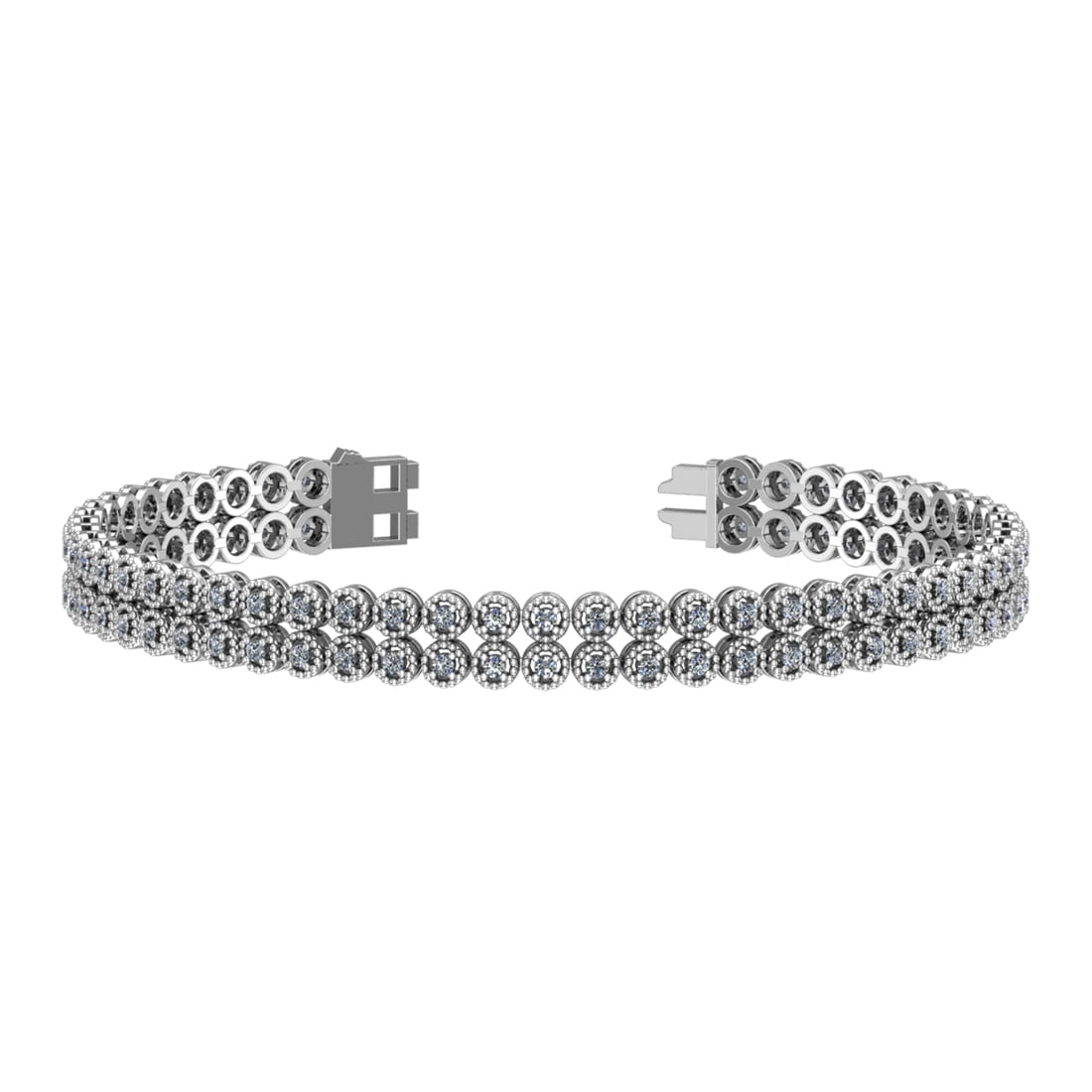 1.50 Ctw VS/SI1 Diamond Prong Set 14k white Gold 2 Row Bracelet (1 of 1)