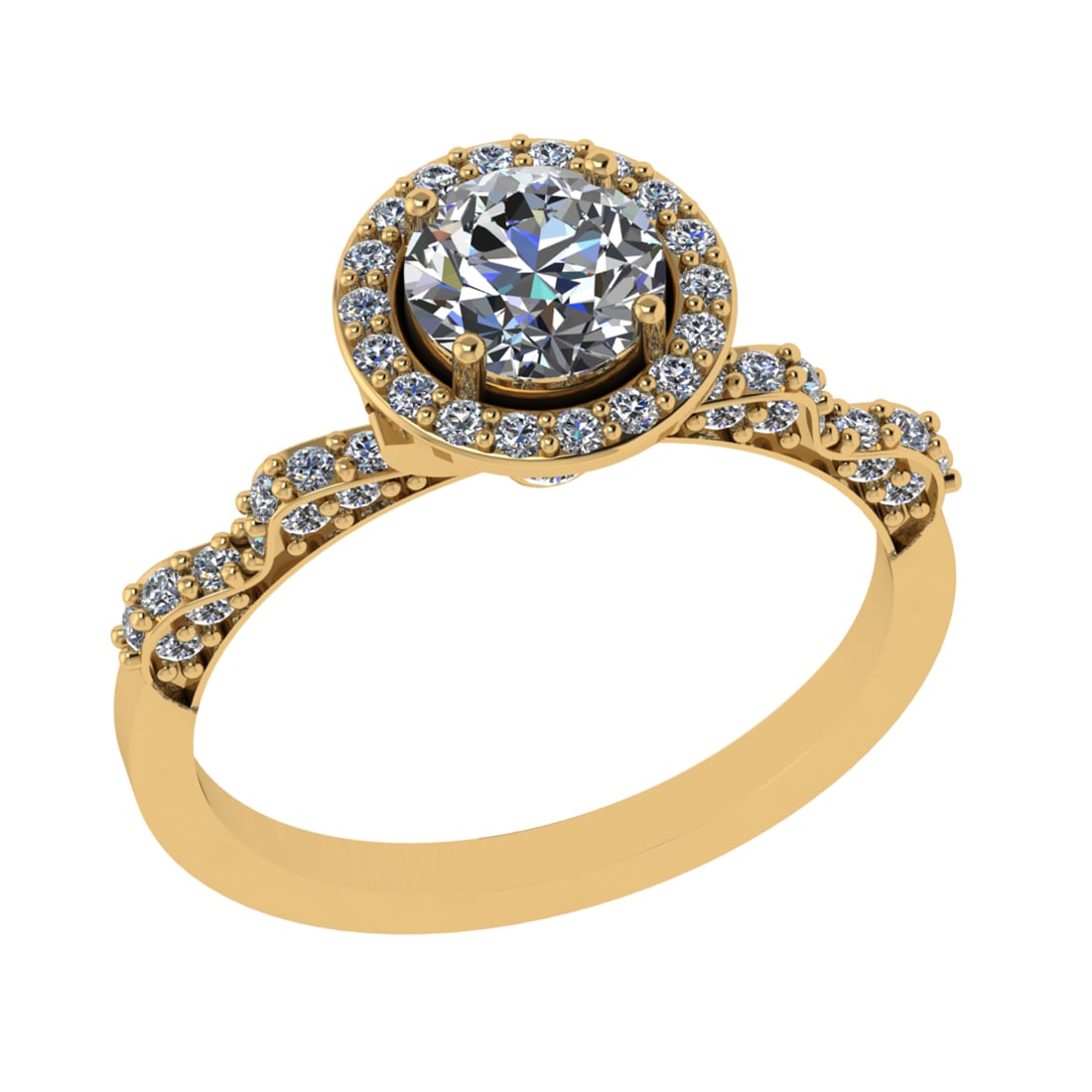 1.38 Ctw VS/SI1 Diamond Prong Set 18k Yellow Gold Engagement Ring: Center Diamond Weight :-0.95 Ctw ( Round cut) Color :- G-H Clarity : VS/SI1 Center Stone Setting : Prong Side Diamond Weight Of Ctw 0.43 Ctw Color : G-H Clarity : VS/SI1 Stone Setting : Prong Metal We