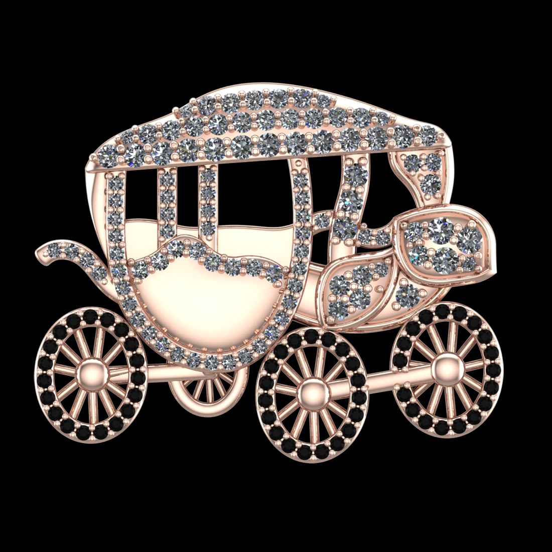 1.24 Ctw VS/SI1 Treated fancy black & White J-K Diamond 10k Rose Gold Brooc (1 of 1)