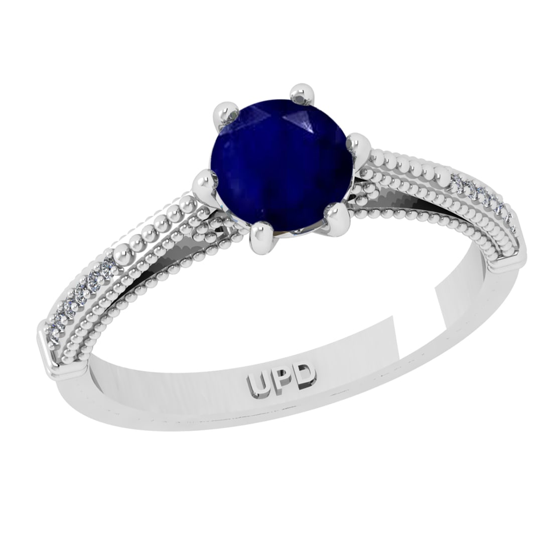 0.90 Ctw VS/SI1 Blue Sapphire and Diamond 14k white Gold Engagement Ring (A: Center Stone Weight :-0.84 Ctw ( Round Cut) Center Stone Color :-Blue Sapphire Center Stone Setting : Prong Side Diamond Weight Of Ctw :- 0.06 Ctw Color : J-K Clarity : VS/SI1 Daimond Setting : Prong