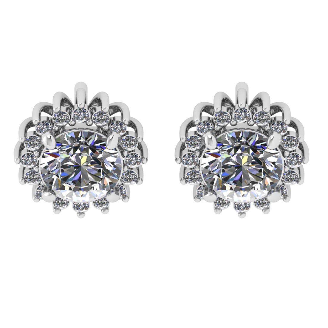 1.16 Ctw VS/SI1 Diamond 14k white Gold Stud Earrings (ALL DIAMOND ARE LAB G: Center Daimond Weight :-1.00 Ctw ( Round Cut) Color : G-H Clarity : VS/SI1 Side Diamond Weight Of Ctw 0.16 Ctw Color : G-H Clarity : VS/SI1 Daimond Setting : Prong Metal Weight : Approx 1.57 gram 14k