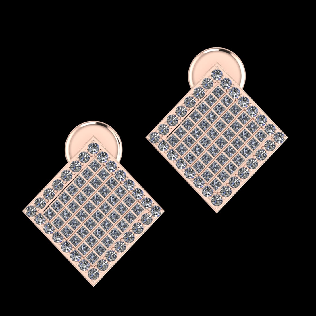 2.10 Ctw VS/SI1 Diamond Prong Set 10K Rose Gold Engagement Ring: Total Daimond Weight :-2.10 Ctw Color : J-K (Round & Princess ) Clarity : VS/SI1 Setting : Prong Metal Weight : Approx 9.22 gram 10K Rose Gold Studs Earrings (ALL DIAMOND ARE LAB GROWN ) #3SS96303v15