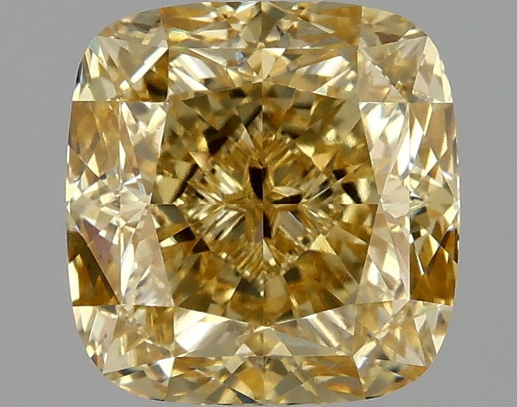2.1ct Cushion Square Cut Lab Grown Diamond: IGI CertifiedCushion SquareCut Loose Diamond (LAB GROWN) - Weight:2.1 ctw; Color: Fancy Intense Yellow; Clarity: VS1 #3SS99140v15