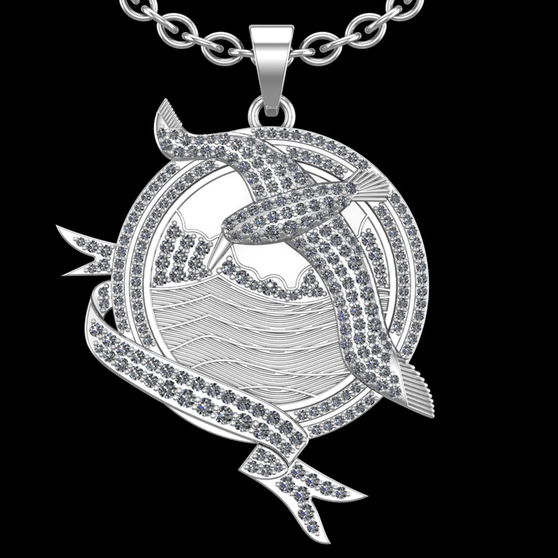 1.91 Ctw VS/SI1 Diamond 10k White Gold Birds theme Pendant (ALL DIAMOND ARE (1 of 1)