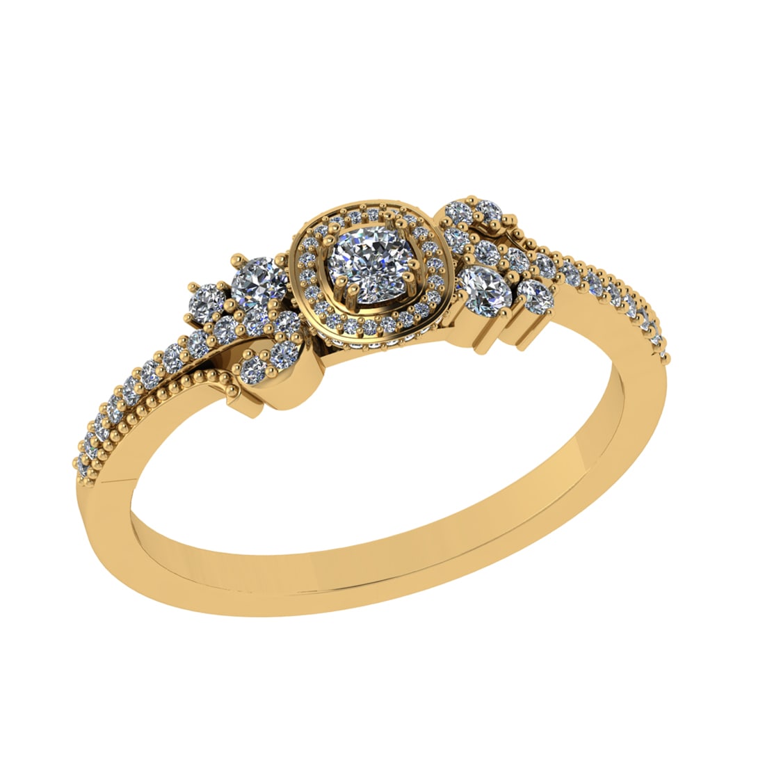 0.52 Ctw VS/SI1 Diamond Prong Set 14K Yellow Gold Engagement Ring: Center Diamond Weight :-0.10 Ctw ( ROUND ) Color :- J-K Clarity : VS/SI1 Center Stone Setting : Prong Side Diamond Weight Of Ctw 0.42 Ctw Color : J-K Clarity : VS/SI1 Stone Setting : Prong Metal