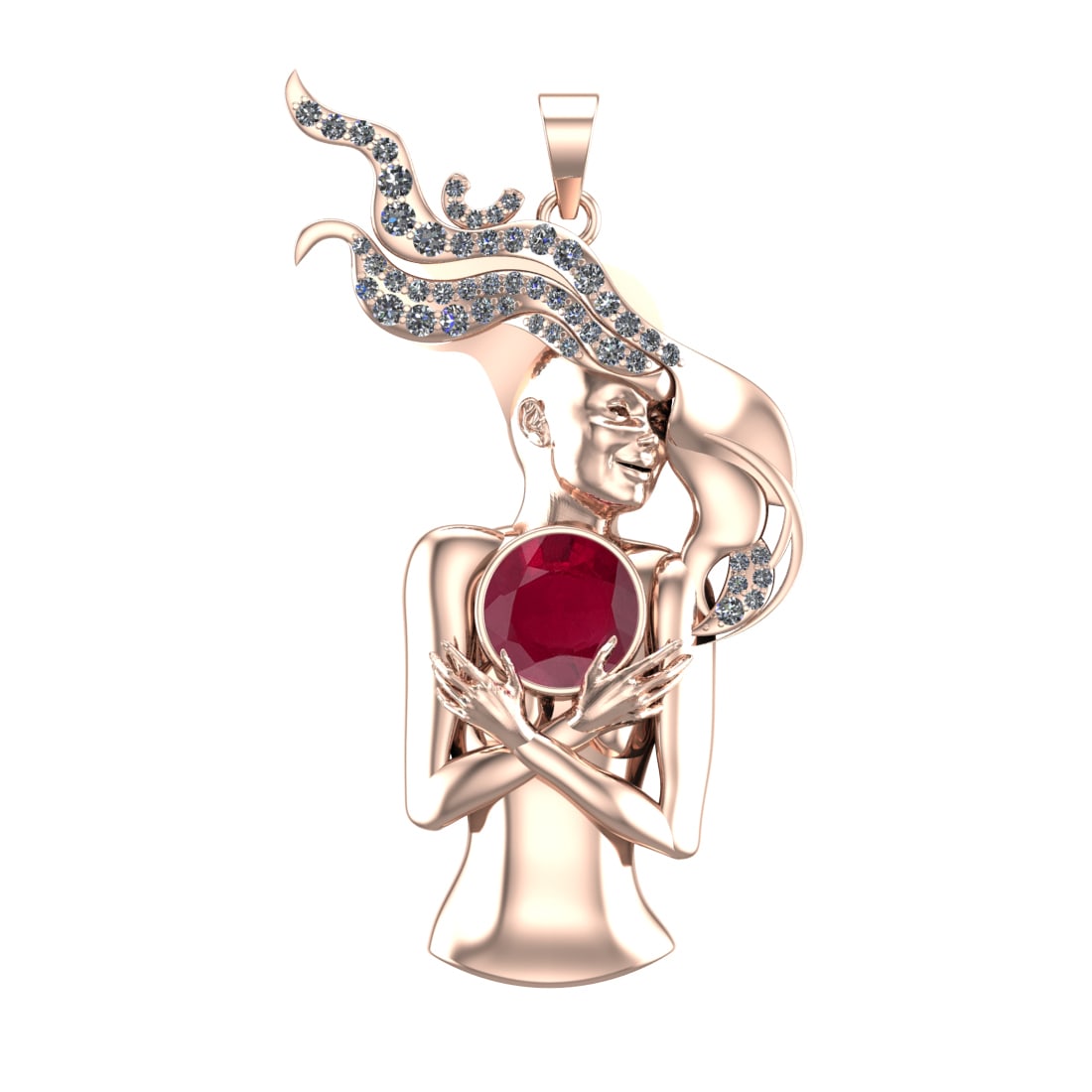 4.79 Ctw VS/SI1 Ruby and Diamond 14k Rose Gold Pandant (ALL DIAMOND ARE LAB (1 of 1)