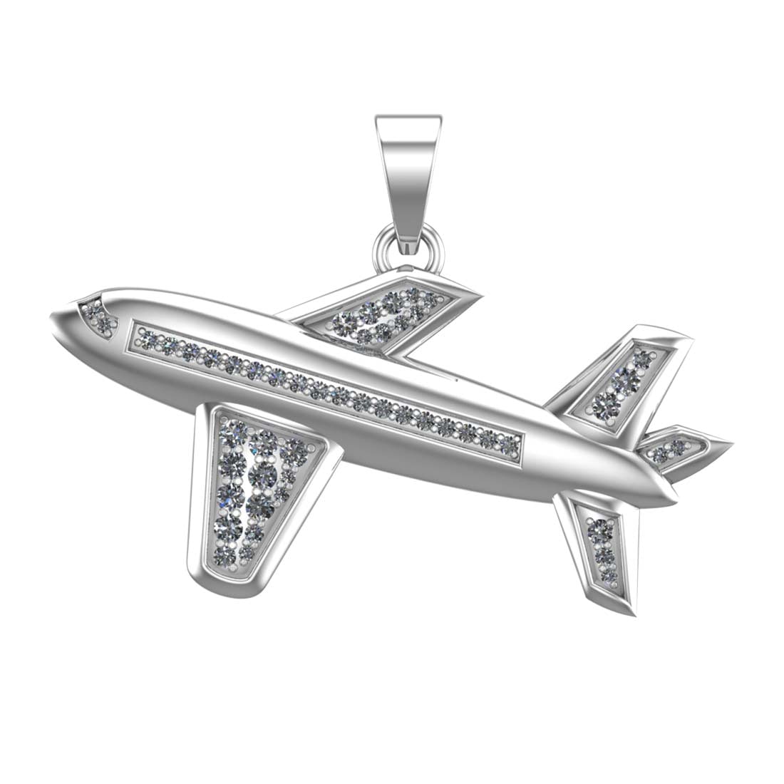 0.98 Ctw SI1/SI2 Diamond Prong Set 14k white Gold AirPlane Theme Pendant (A (1 of 1)