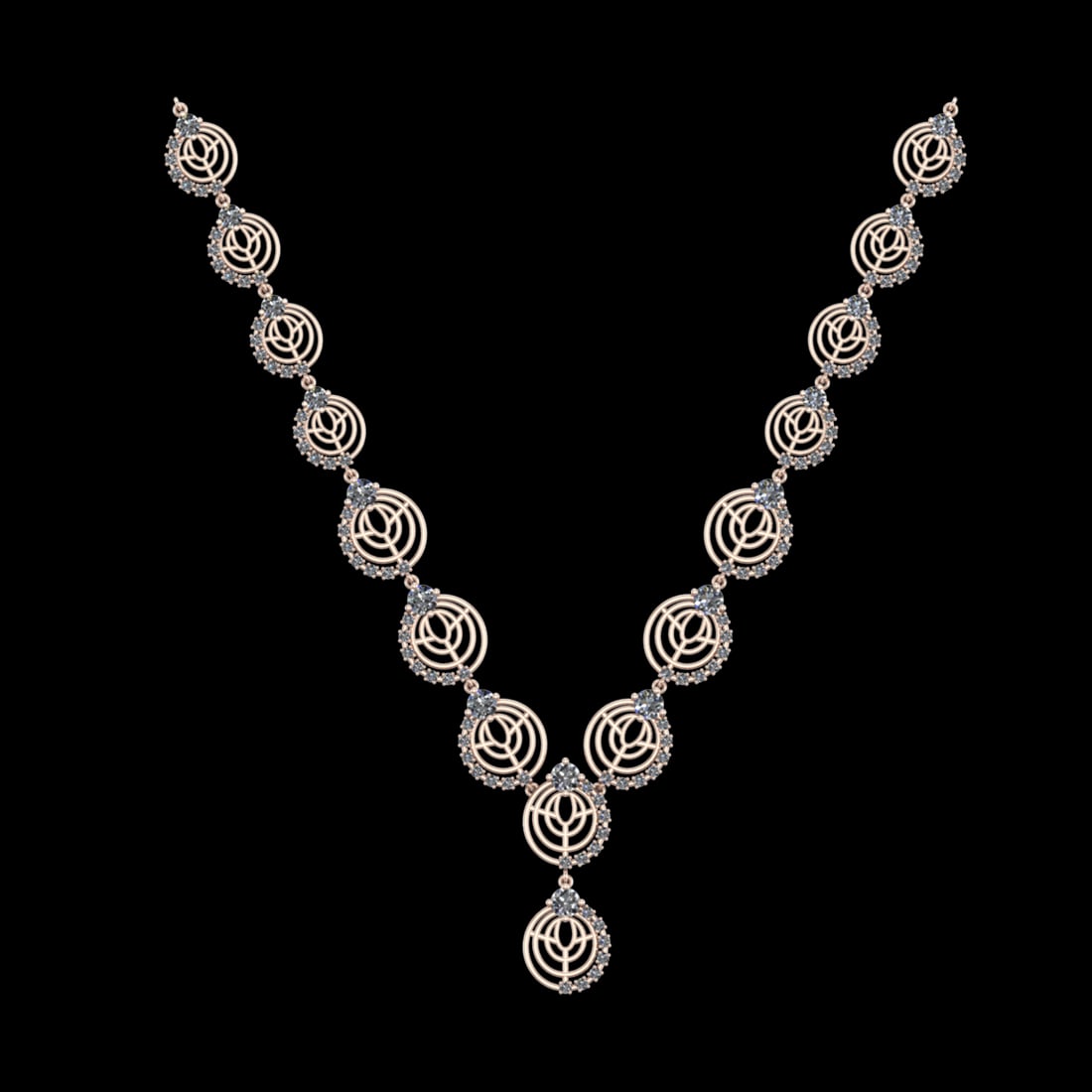 9.64 Ctw SI1/SI2Diamond Prong Set 10k Rose Gold Necklace (ALL DIAMOND ARE L (1 of 1)