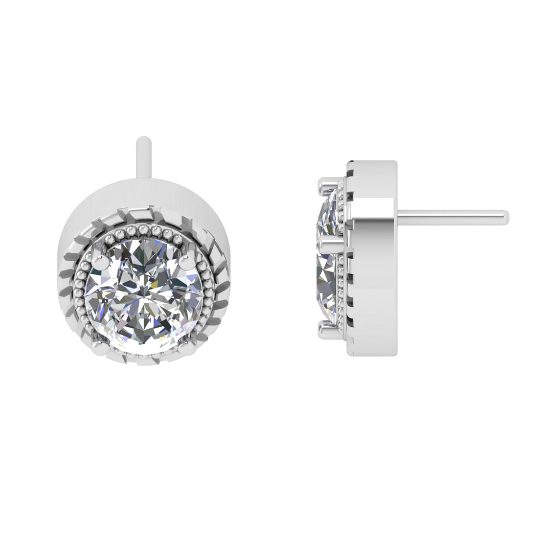 2.50 Ctw SI2/SI1 Diamond Prong Set 14k white Gold Studs Earrings (ALL DIAMO (1 of 1)