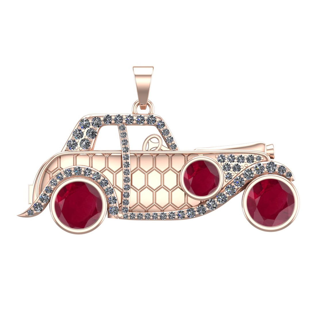 6.09 Ctw VS/SI1 Rubyand Diamond Prong Set 14k Rose Gold Vintage Style Car T (1 of 1)