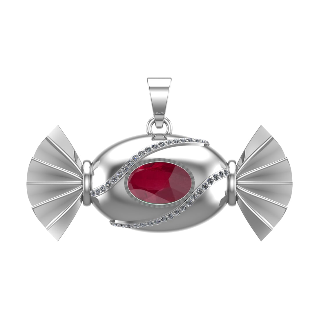 4.94 Ctw VS/SI1 Ruby and Diamond 14k white Gold Pandant (ALL DIAMOND ARE LA: Center Stone Weight :-4.50 Ctw ( Oval Cut) Center Stone Color :-Ruby Center Stone Setting : Prong Side Diamond Weight Of Ctw :- 0.44 Ctw Color : J-K Clarity : VS/SI1 Daimond Setting : Prong Metal Weig