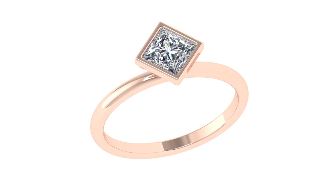 0.80 Ctw SI2/SI1 Diamond Bezel Set 14k Rose Gold Solitaire Ring (1 of 2)