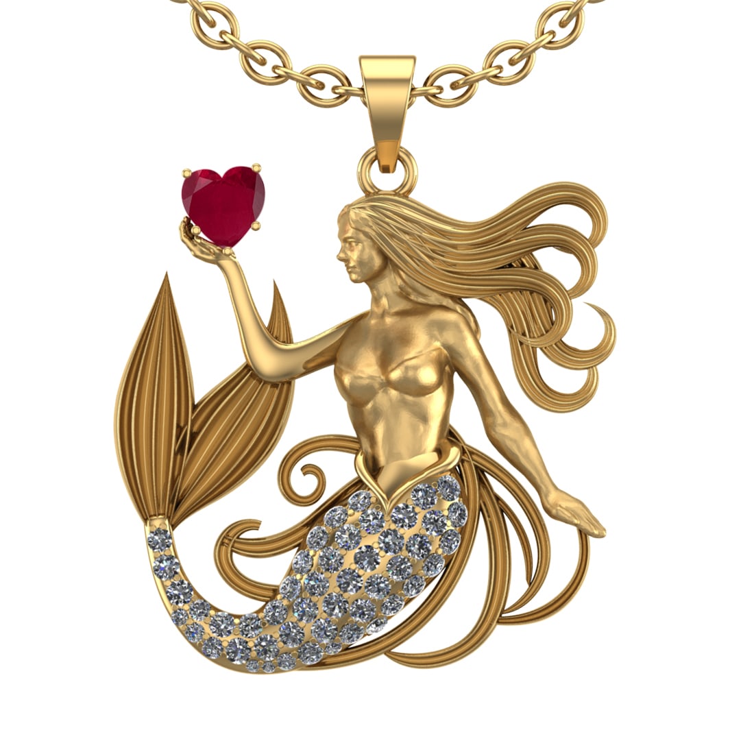 5.01 Ctw VS/SI1 Ruby and Diamond 14k Yellow Gold Pandant (ALL DIAMOND ARE L: Center Stone Weight :-2.00 Ctw ( Heart Cut) Center Stone Color :-Ruby Center Stone Setting : Prong Side Diamond Weight Of Ctw :- 3.01 Ctw Color : G-H Clarity : VS/SI1 Daimond Setting : Prong Metal Wei