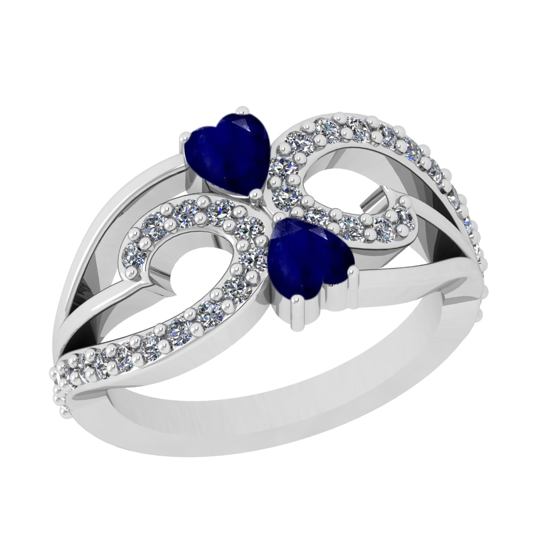 1.01 Ctw VS/SI1 Blue Sapphire and Diamond Prong Set 14k white Gold Engageme: Center Stone Weight :-0.50 Ctw ( Heart Cut ) Center Stone Color :-Blue Sapphire Center Stone Setting : Prong Side Diamond Weight Of Ctw :- 0.51 Ctw Color : J-K Clarity : VS/SI1 Daimond Setting : Prong