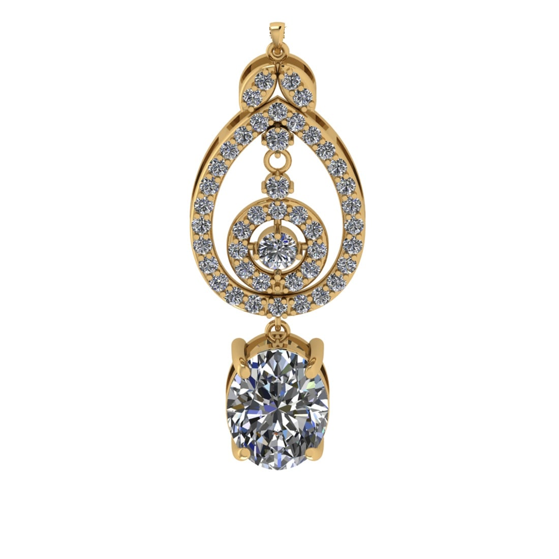 6.87 Ctw VS/SI1 Diamond Prong Set 14K Yellow Gold Pandant (ALL DIAMOND ARE (1 of 1)