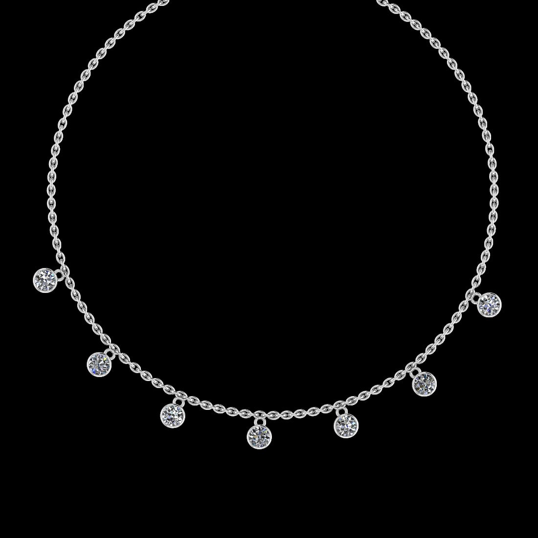 1.05 Ctw VS/SI1 Diamond 14K White Gold Yard Necklace (ALL DIAMOND ARE LAB G: Center Diamond Weight : 1.05 Ctw (Round Cut) Center Diamond Color :- J-K Center Clarity : VS/SI1 Stone Setting : Prong 14K White Gold Yard Necklace (ALL DIAMOND ARE LAB GROWN ) Size-17 Inch (ALL DIAMO