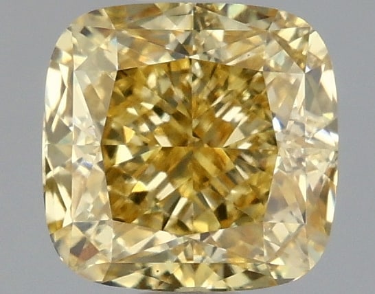 1.47 ctw. VS1 IGI Certified Cushion Q Cut Loose Diamond (LAB GROWN): IGI Certified Cusq Cut Loose Diamond (LAB GROWN) - Weight :- 1.47 ctw; Color :- Fancy Intense Yellow; Clarity :-VS1 #3SS23869v15