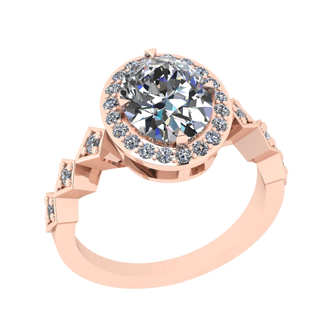 2.42 Ctw SI2/SI1 Diamond Prong Set 14k Rose Gold Engagement Ring: Center Daimond Weight :-2.00 Ctw ( Oval Cut) Color : G-H Clarity : SI2/SI1 Side Diamond Weight Of Ctw 0.42 Ctw Color : G-H Clarity : SI2/SI1 Daimond Setting : Prong Metal Weight : Approx 4.91 gram 14k