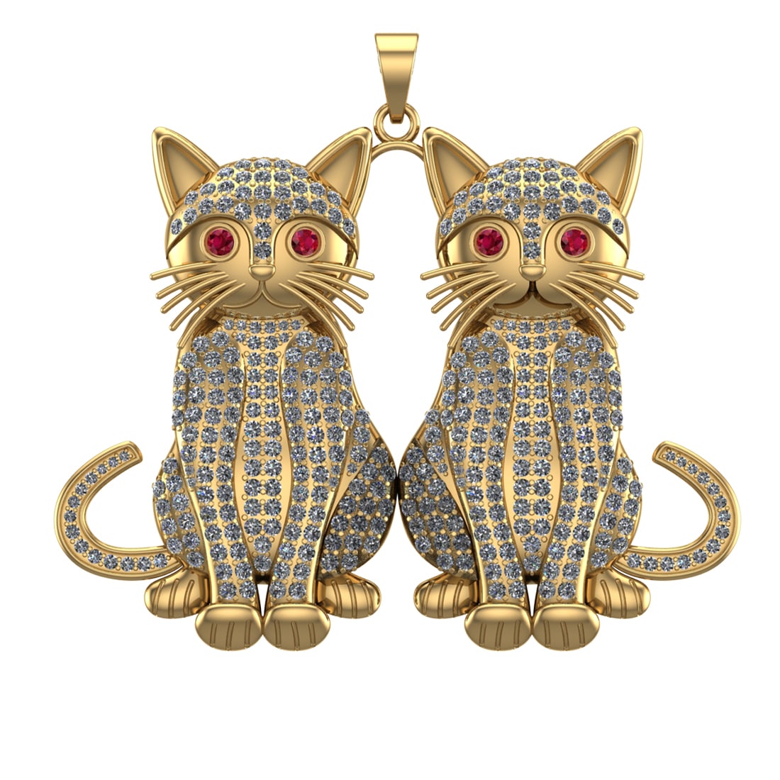 7.10 Ctw VS/SI1 Diamond 14k Yellow Gold Creature theme Pendant (ALL DIAMOND: Eye stone Weight :- 0.27 ctw Eye Stone Color :- Ruby Setting : Prong Total Daimond Weight :-6.83 Ctw Color : J-K Clarity : VS/SI1 Setting : Prong Metal Weight : Approx 65.51 gram 14k Yellow Gold Creat