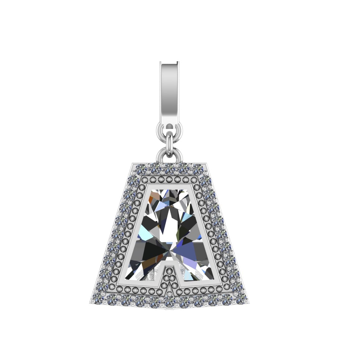 1.05 Ctw SI2/SI1 Diamond Prong Set 14k White Gold Alphabet-A Pendant (ALL D: Center Daimond Weight :-0.88 Ctw Color : White Side Diamond Weight Of Ctw 0.17 Ctw Color : G-H Clarity : SI2/SI1 Daimond Setting : Prong Metal Weight : Approx 3.80 gram 14k White Gold Alphabet-A Penda