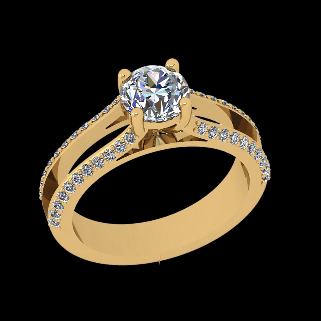 1.68 Ctw VS/SI1 Diamond Prong Set 10k Yellow Gold Engagement Ring: Center Daimond Weight :-0.84 Ctw ( Round Cut) Color : J-K Clarity : VS/SI1 Side Diamond Weight Of Ctw 0.84 Ctw Color : J-K Clarity : VS/SI1 Daimond Setting : Prong Metal Weight : Approx 4.91 gram 10k
