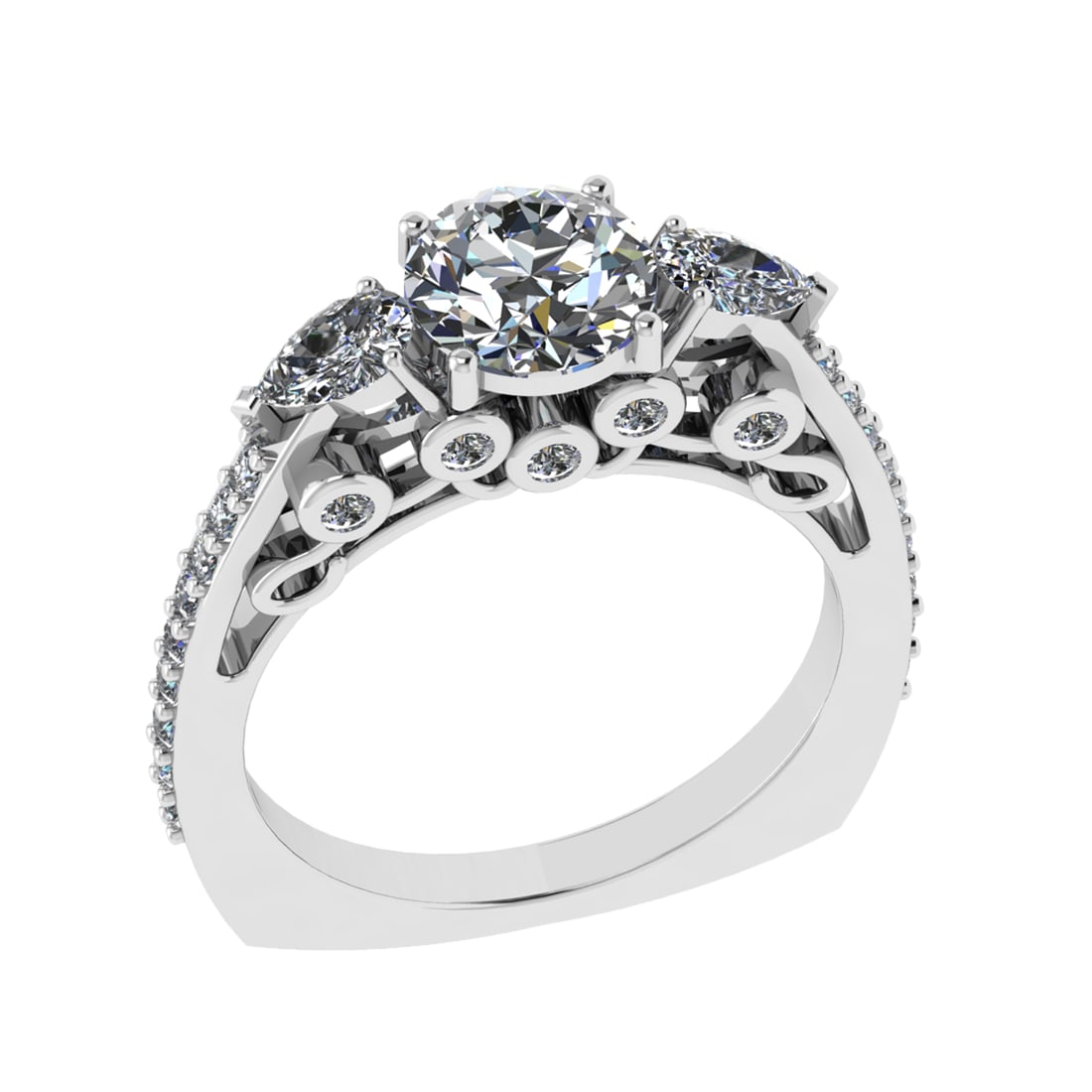 2.20 Ctw SI1/SI2 Diamond Prong Set 14k white Gold Engagement Ring (ALL DIAM (1 of 2)